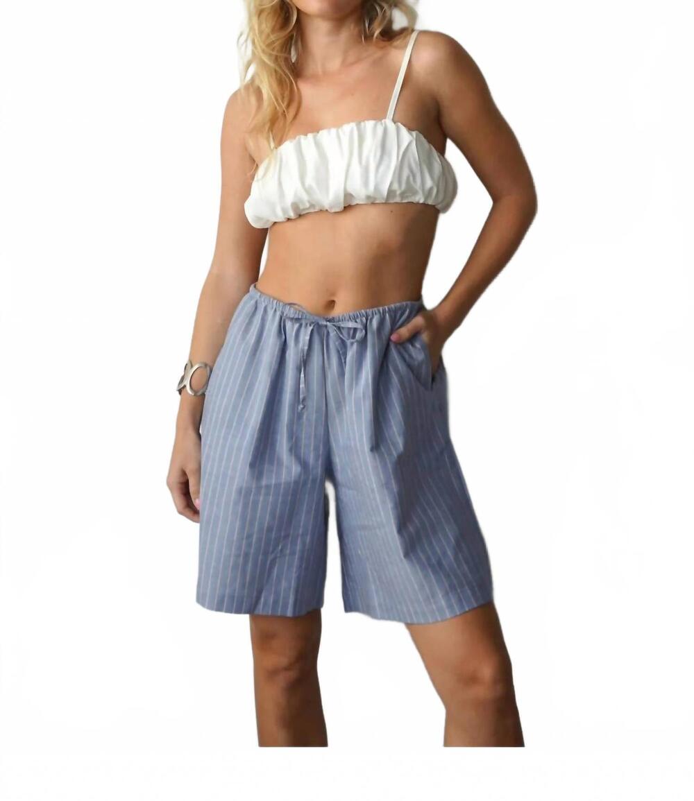 NEW SHANI venice drawstring short in oxford stripe